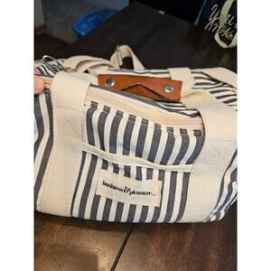 Business and Pleasure Co Blue Stripped Cooler Tote Bag